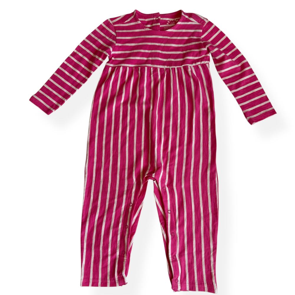 NEW Primary Baby Striped Pink Romper 12-18 Months